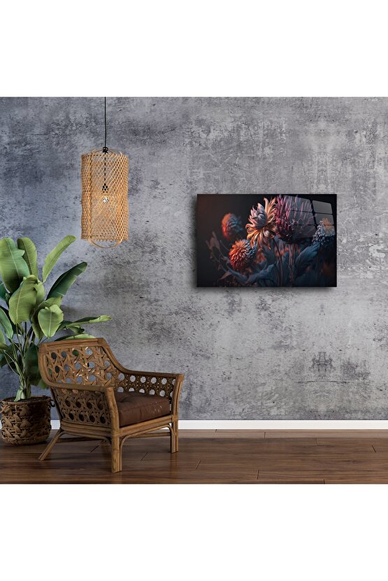 Loş tonlarda çiçek illüstrasyonu tablo