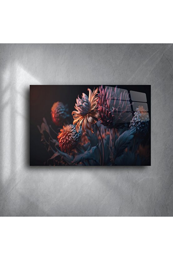 Loş tonlarda çiçek illüstrasyonu tablo