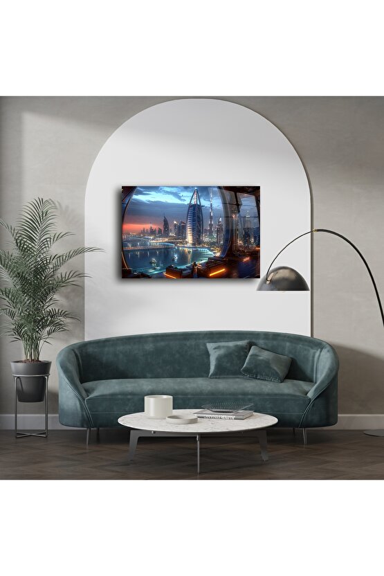 Lüks Futuristik Şehir Manzaralı Duvar Sanatı