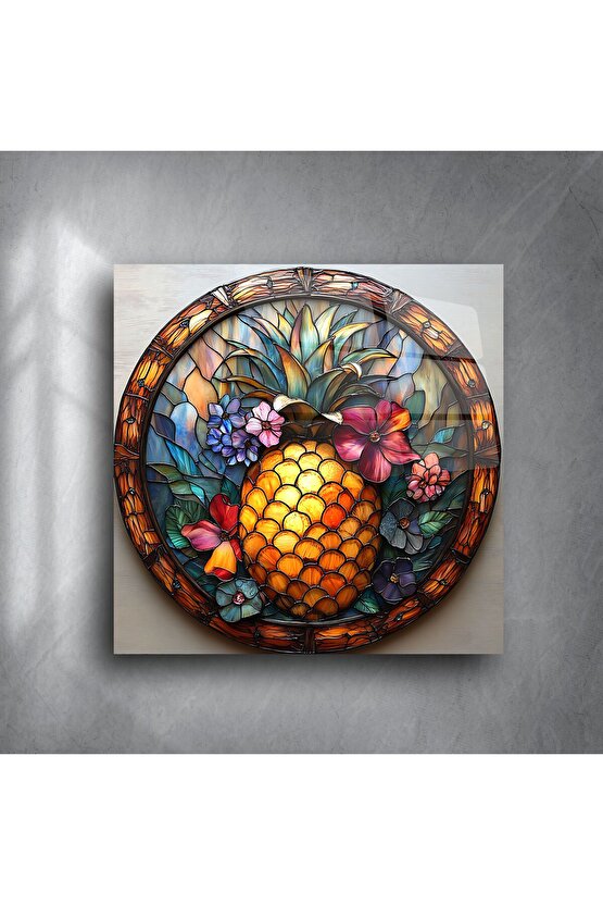 Renkli Ananas Cam Tablo