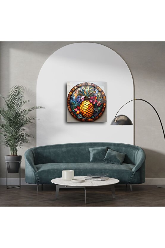 Renkli Ananas Cam Tablo