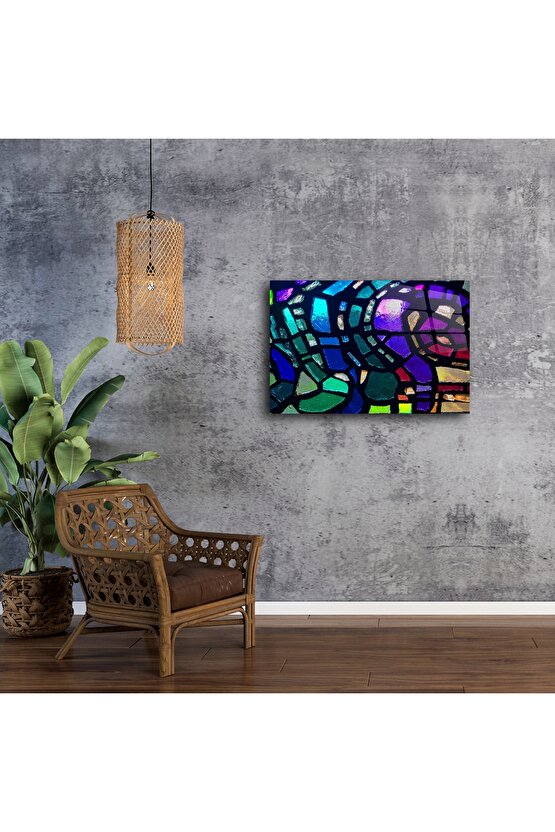 Soyut Renkli Vitray Cam Tablo