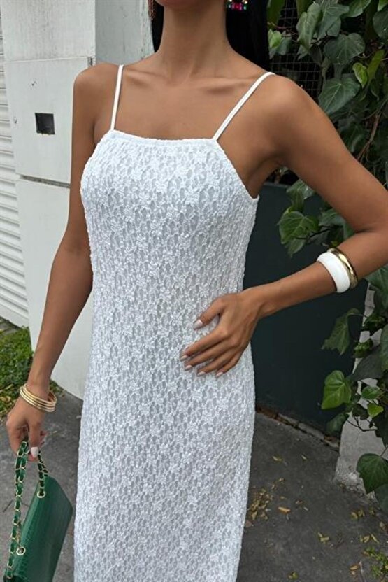 Askıları Ayarlanabilir Örme Dantel Elbise 2879