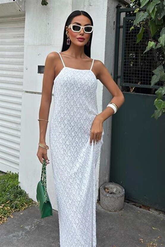 Askıları Ayarlanabilir Örme Dantel Elbise 2879