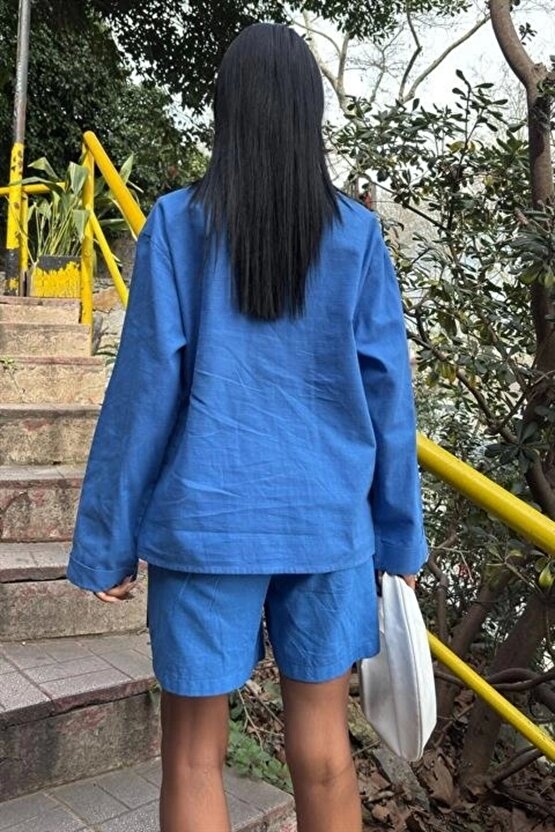 Gömlek Ve Şort Flamlı Keten Takım 10130