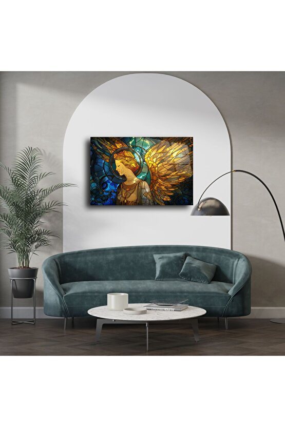 Altın Kanatlı Melek Cam Tablo