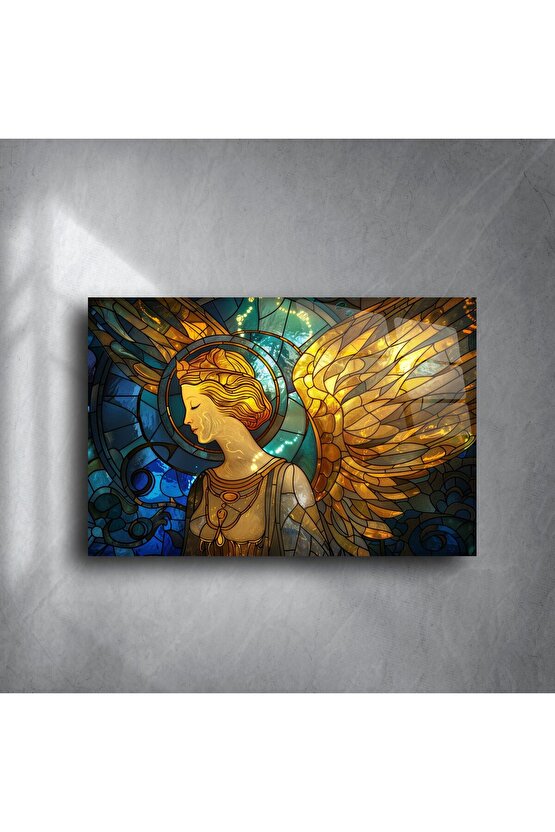 Altın Kanatlı Melek Cam Tablo