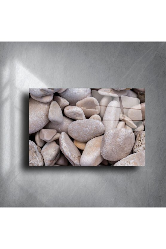 Düz Bej Nehir Çakılı Duvar Sanatı