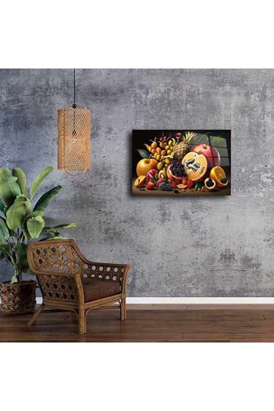 Tropik Meyve Temalı Temperli Cam Tablo
