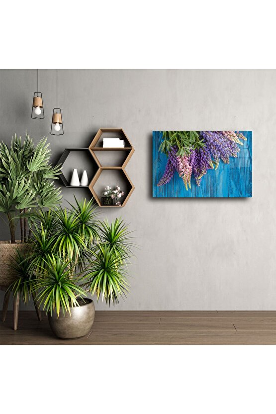 El Yapımı Mor ve Pembe Lupin Çiçek Tablosu