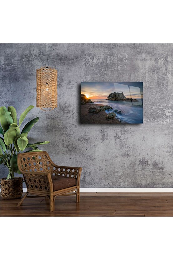 Okyanus Günbatımı Cam Tablo