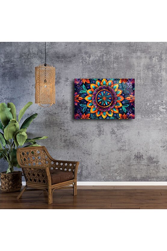 Renkli Mandala Cam Tablo