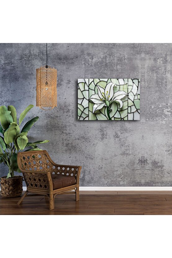 El Yapımı Vitray Zambak Duvar Sanatı Paneli