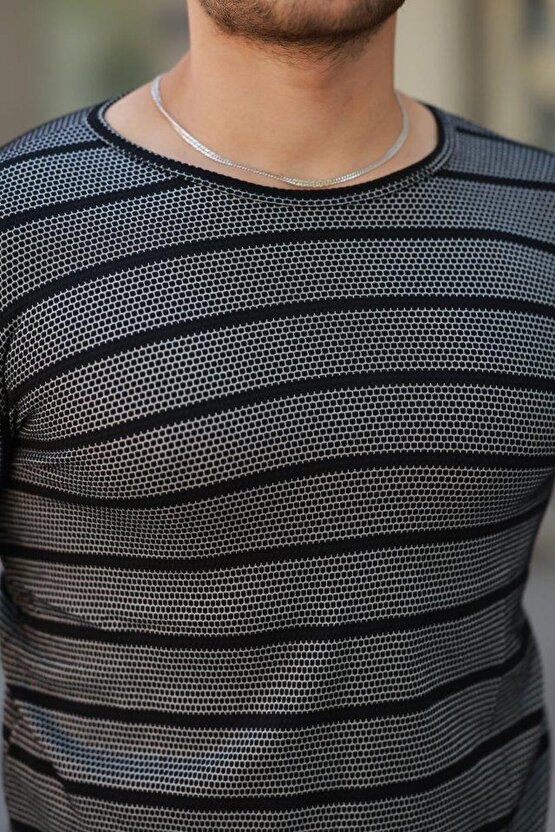 Erkek Petek Desenli Kısa Kollu T-shirt