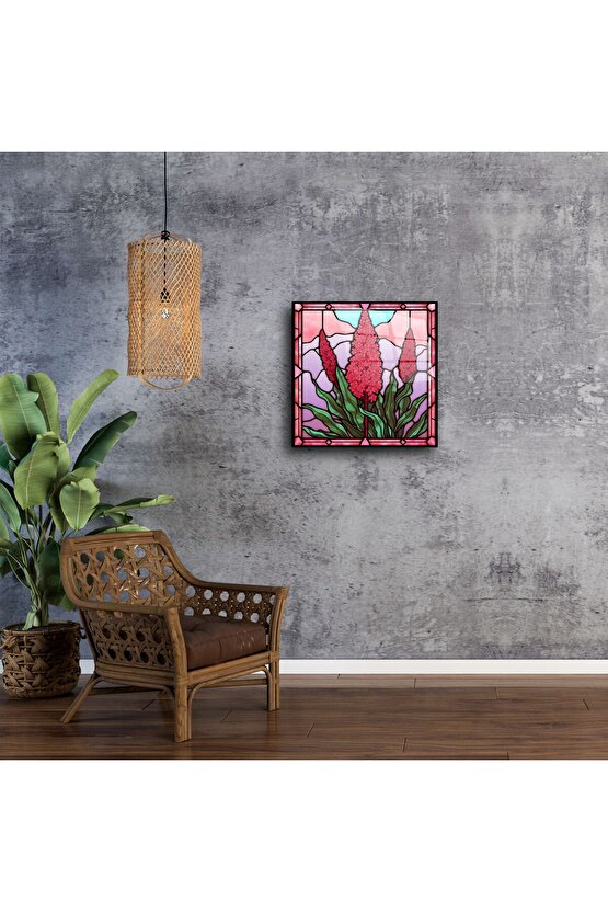 El Yapımı Renkli Vitray Çiçek Duvar Sanatı