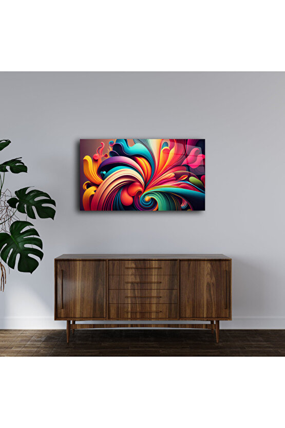 Karışık Desenler Cam Tablo Duvar Dekoru 14