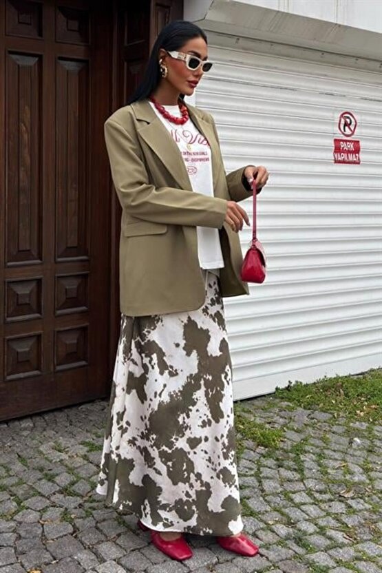 İnce Deri Kemerli Chanel Saten Etek 4050