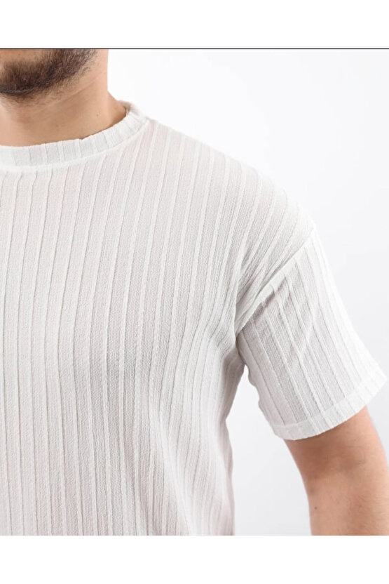 munn collection Erkek Kısa Kollu örgü Kumaş Bisiklet Yaka T-shirt