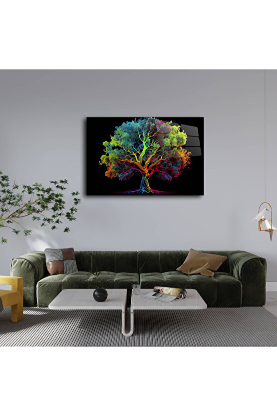 Hayat Ağacı Görseli Cam Tablo Duvar Dekoru 4