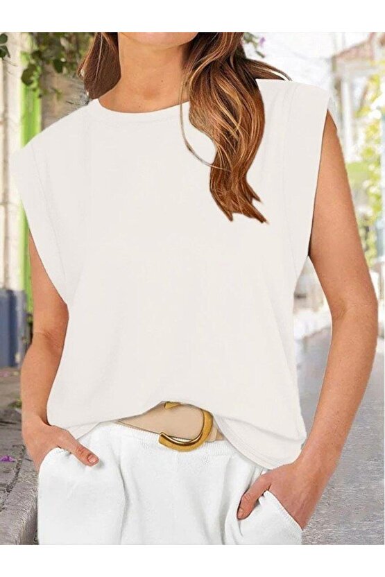 Kadın Kısa Kollu Bisiklet Yaka Viskon Bluz