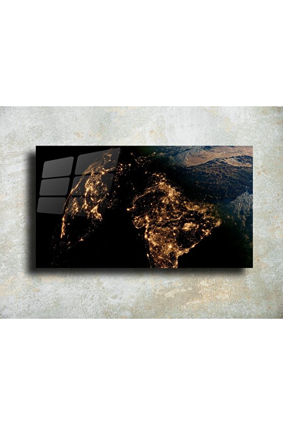 Dünya Temalı Cam Tablo Duvar Dekoru 1