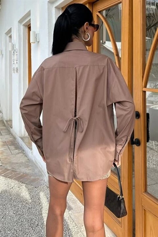 Süzine Cepli Arkası Yırtmaçlı Oversize Gömlek 3420