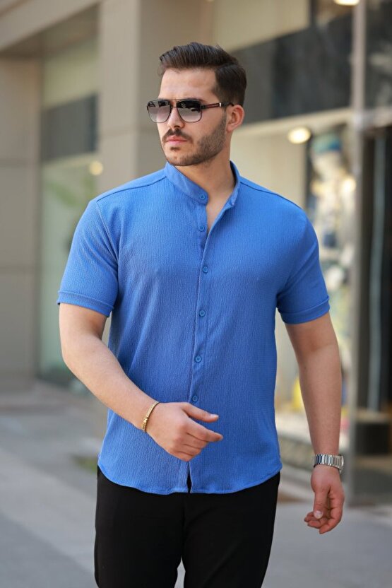 munn collection Erkek Hakim Yaka Kısa Kollu Gömlek