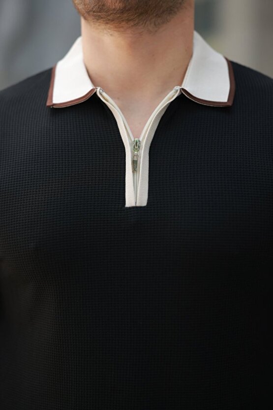 munn collection Erkek Renkli Yaka Kısa Kollu Tişört