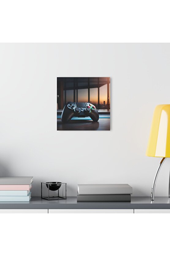 Gamer Joystick Oyuncu Konsolu Cam Tablo Duvar Dekoru