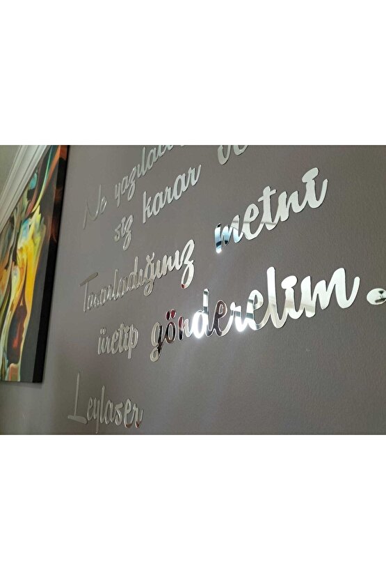Kişiye Özel Yazı, Kendinden Yapışkanlı Aynalı Gümüş Pleksi Duvar Yazısı (HER 50 HARF IÇİN 1 ÜRÜN)