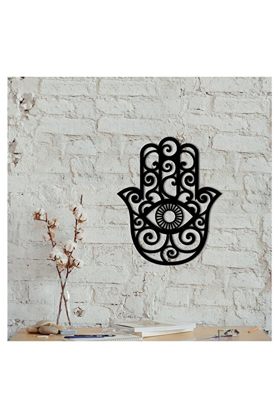 50*41 Fatma Ana Eli Dekor Tablo Mdf Ahşap Lazer Kesim Duvar Panosu Siyah 3mm