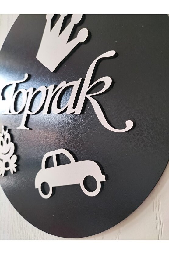 30x30 Cm Yuvarlak Isimli Kapı Süsü 3mm Ahşap Mdf