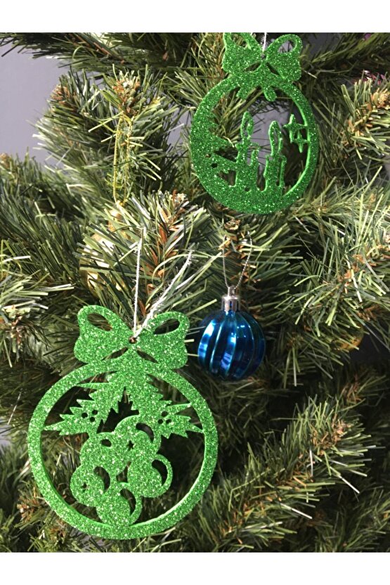 Yeşil Eva Yılbaşı Ağacı Süsü 7,5x7,5 Cm 28li