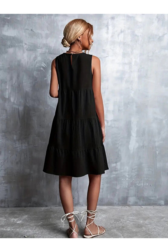 Kadın Sıfır Kol Bisiklet Yaka Aerobin Elbise