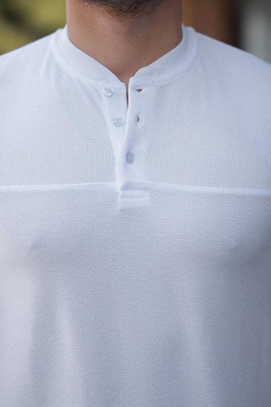 Erkek Hakim Yakalı Kısa Kollu Pamuklu T-shirt