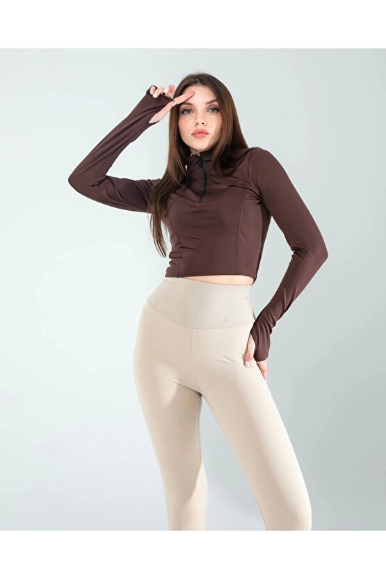 Kahve Renkli Parmak Geçmeli Spor Body