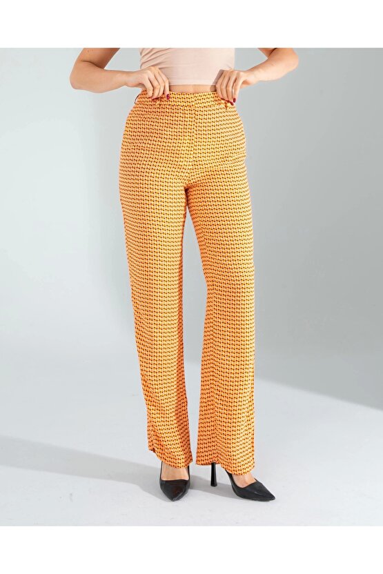 Retro Desen Cepli Turuncu Pantolon