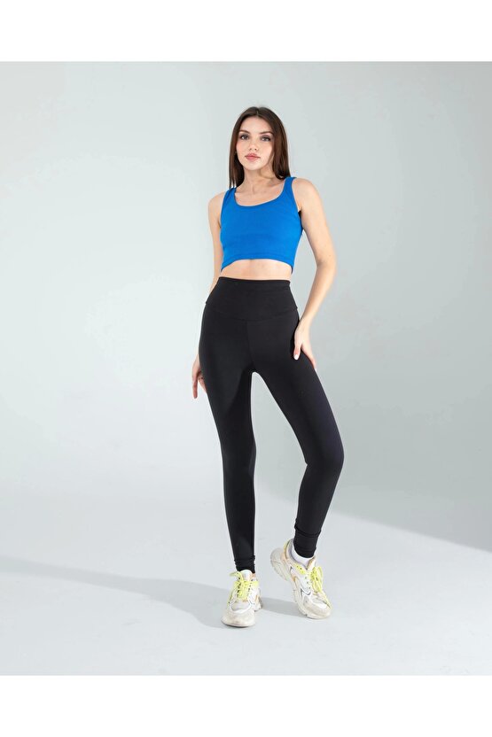 Mavi Kalın Askılı Fitilli Crop