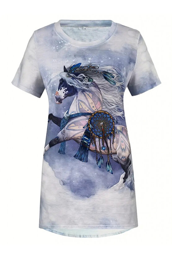 Edolika Kadın Kısa Kollu Bisiklet Yaka Salaş Süprem Bluz