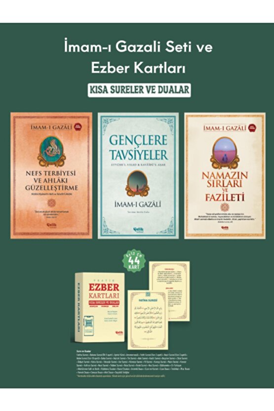 İmamı Gazali Seti ve Ezber Kartları Nefs Terbiyesi-Gençlere Tavsiyeler-Namazın Sırları 4lü Set