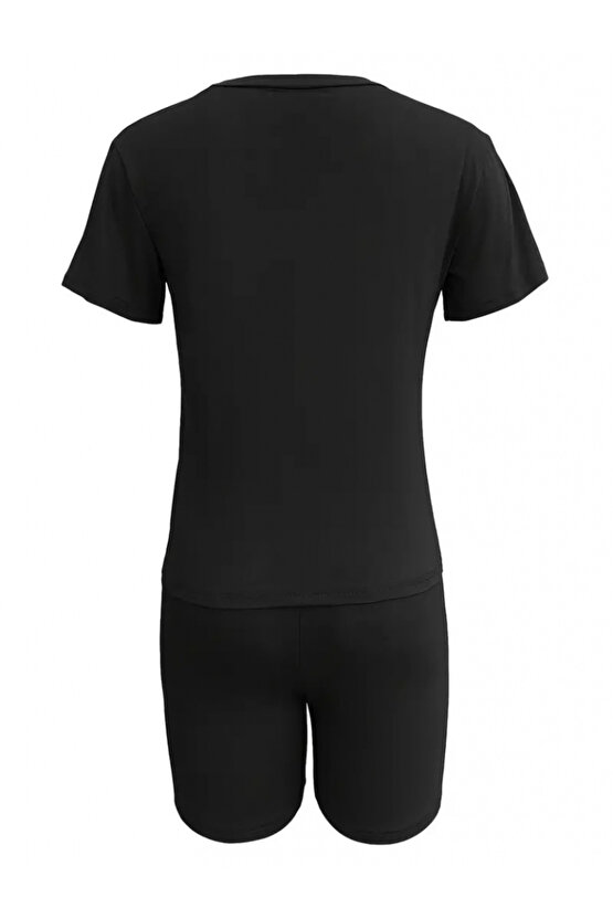 Edolika Kadın Kısa Kollu çapa Baskılı Viskon Ikili Takım