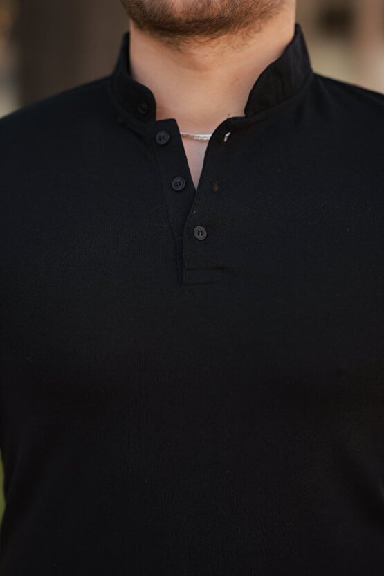 munn collection Erkek Hakim Yaka Dokuma Pamuklu Kumaş Kısa Kollu T-shirt