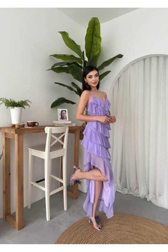 Ples Yırtmaç Detaylı Elbise