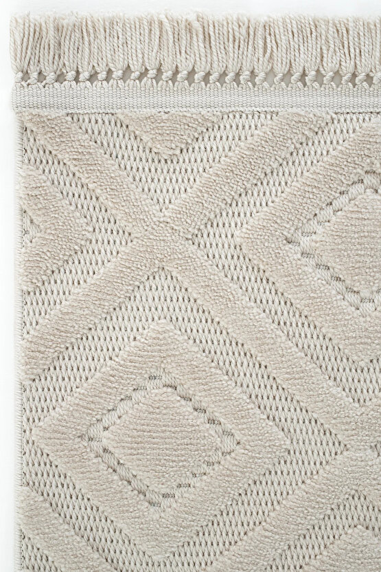 Dizayn Kaymaz Taban Koridor Halısı Kesme Yolluk Mutfak Halısı Modern Salon Halısı 1089 BEJ