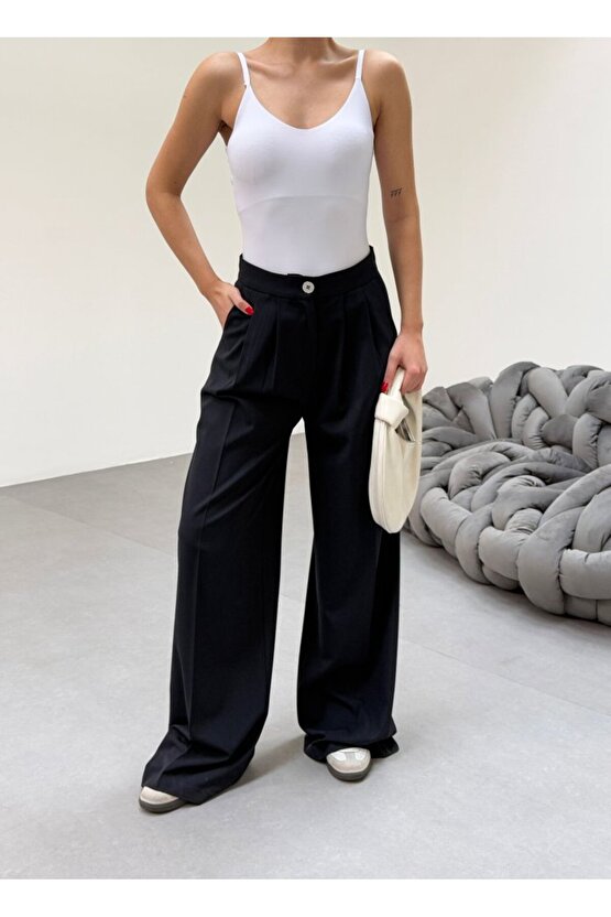 230 Gr Poly Viscose Full Lycra Pileli Palazzo Pantolon