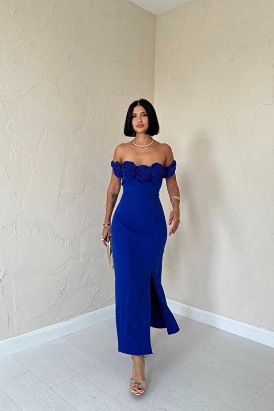 munn collection Saks Madonna Yaka Güllü Elbise