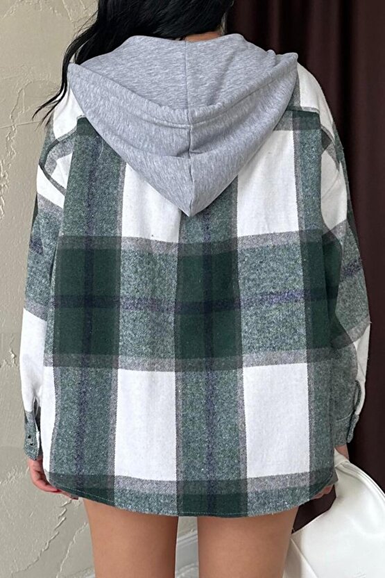 munn collection Zümrüt Kapüşonlu Oduncu Gömlek