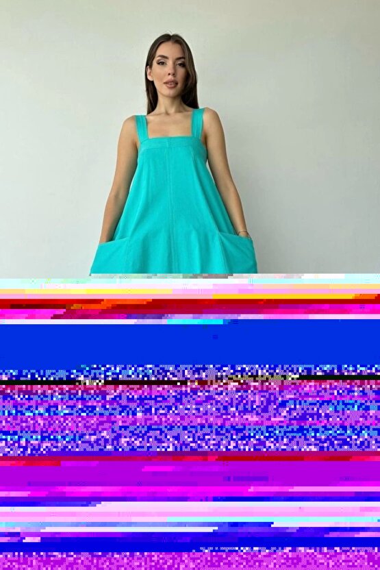 int Askılı Cepli Elbise