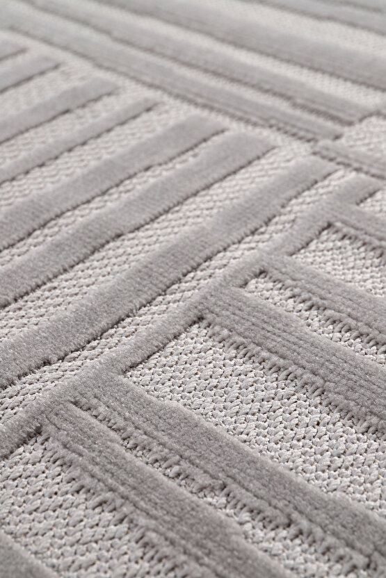 Bambu Yumuşak Halı Salon Mutfak Koridor Kesme Yolluk Dokuma Makine Halısı Art Gri