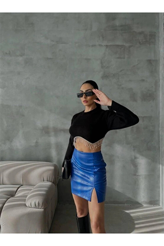 KAPİTONE DERİ ETEK YIRTAÇI aks